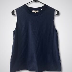 Vince Navy Linen Sleeveless Top